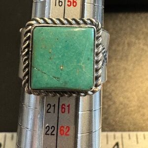 Tillie Jon Navajo Kingman Turquoise Ring Men’s Size 9 Sterling Vintage.